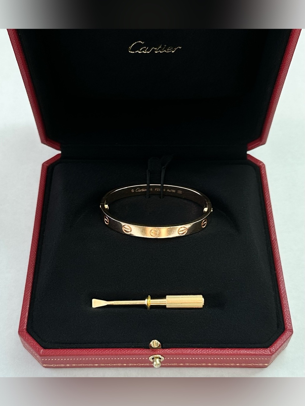 Cartier Love Bracelet Classic Model 18K Rose Gold Size 15 Screw Motif with Box